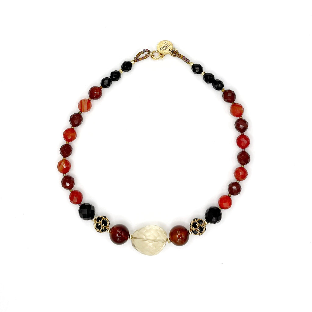 Collar Lava artesanal de ónix y piedras semipreciosas en tonos marrón y negro — TIDE STONE España