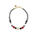 Collar Sol de Tarde artesanal de cuarzo limón, ónix negro y ágata roja — TIDE STONE España