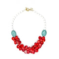 Collar Vermell artesanal de ágata roja y turquesa con cierre dorado — TIDE STONE España