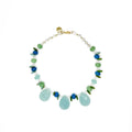 Collar Aguamar artesanal de calcedonia azul y cristal transparente — TIDE STONE España
