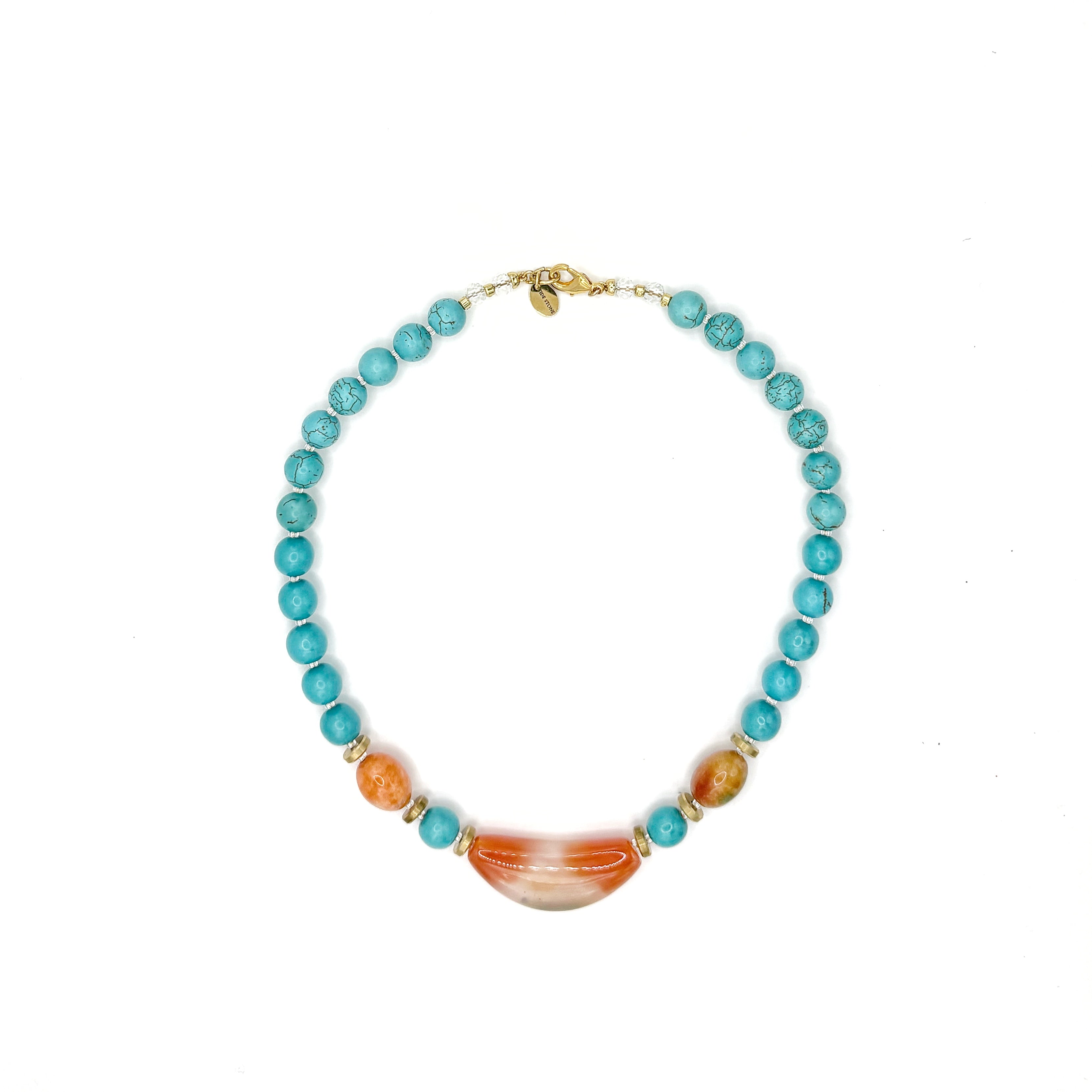 Collar Faro artesanal de turquesa natural y ágata — TIDE STONE España