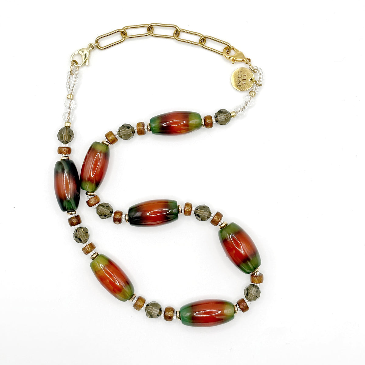 Collar de cuentas alargado con el alargador de collares de acero inoxidable dorado en el cierre – TideStone