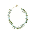 Collar Almadraba de calcedonia azul y cristal verde oliva, hecho a mano – TideStone