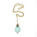 Collar Colgante Menta de ojo de tigre, malaquita y esfera de madera forrada en piel de serpiente teñida, hecho a mano – TideStone