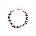 Collar Cristalino de ágatas teñidas en tonos rojos y rosas y cristal, hecho a mano – TideStone