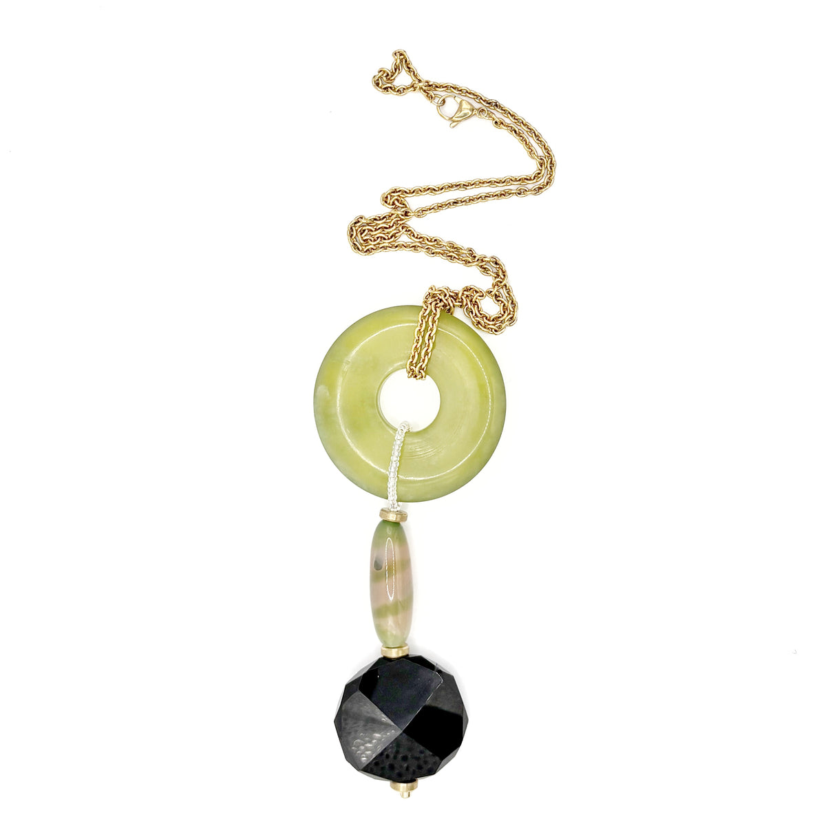 Collar Donut Pistacho de jade pistacho y ónix, hecho a mano – TideStone