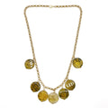 Collar Escamas de discos de ágata de venas de dragón sobre cadena rolo de acero inoxidable dorado, hecho a mano – TideStone