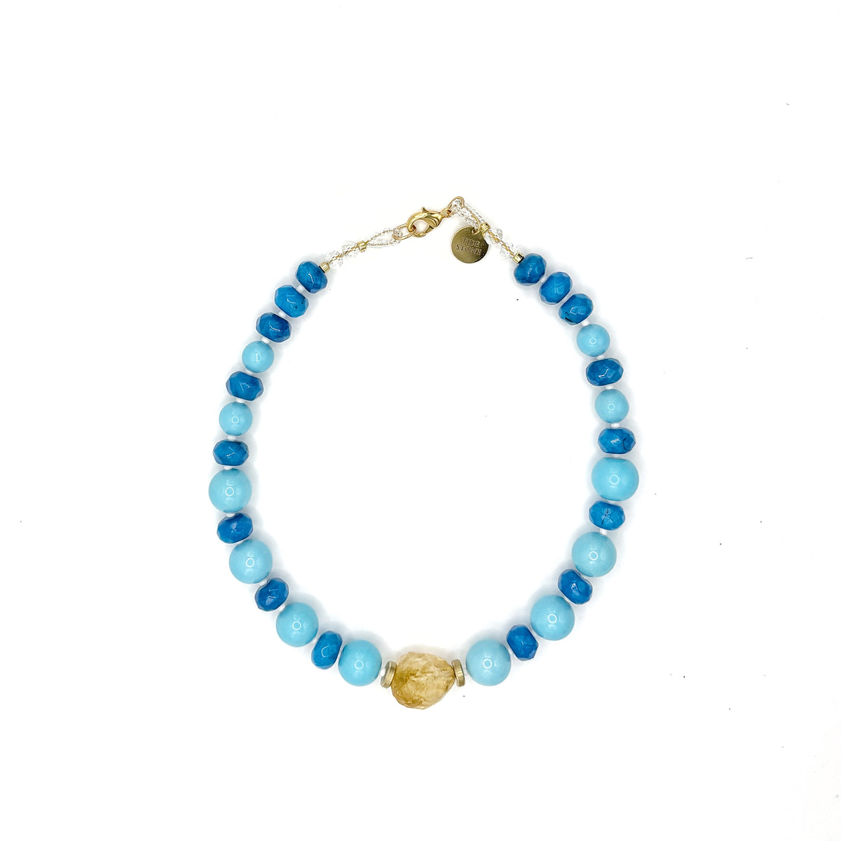 Collar Laguna de howlita teñida en tono turquesa, cristal y citrino, hecho a mano – TideStone