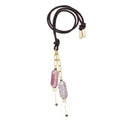 Collar Largo Lariat Malva de ágata teñida en tono lila y cuarzo rosa, hecho a mano – TideStone