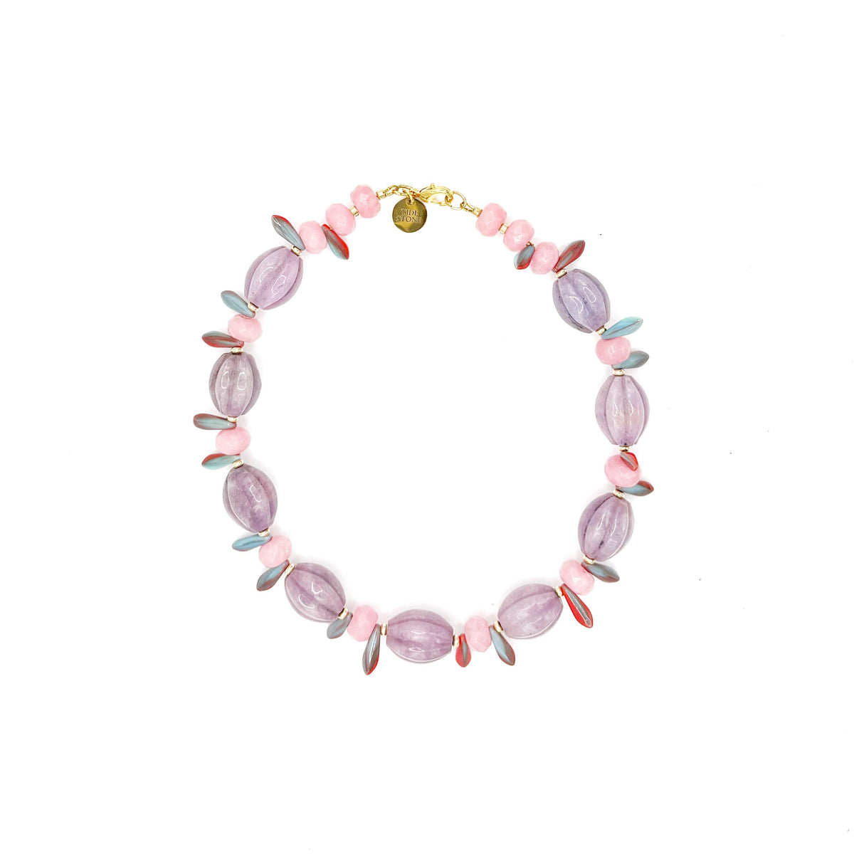Collar Lavanda de ágata teñida y cristal en tonos lila, hecho a mano – TideStone