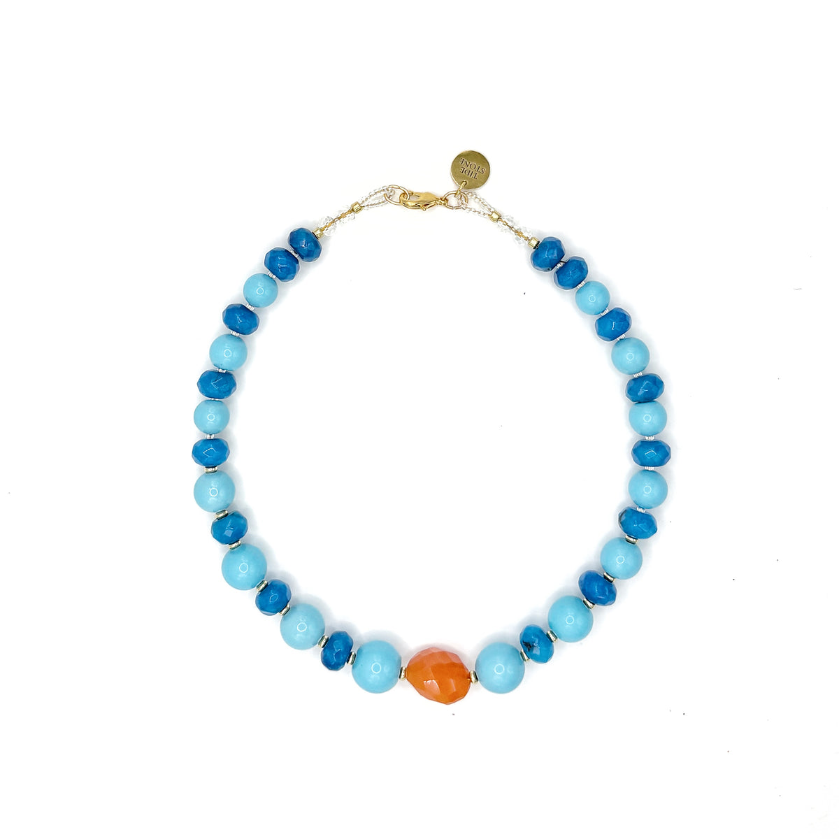 Collar Levante de howlita teñida en tono turquesa y cornalina, hecho a mano – TideStone