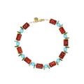 Collar Pontal de cornalina, howlita teñida en tono turquesa y cristal checo, hecho a mano – TideStone
