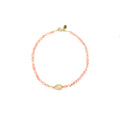 Collar Posidonia de coral bambú teñido de rosa y cuarzo rutilado, hecho a mano – TideStone