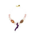 Collar Siroco de cuarzo rosa, coral bambú teñido y cristal blanco, hecho a mano – TideStone