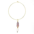 Gargantilla Aro Orquídea de ágata teñida en tono lila, cuarzo rosa y cristal, hecha a mano – TideStone