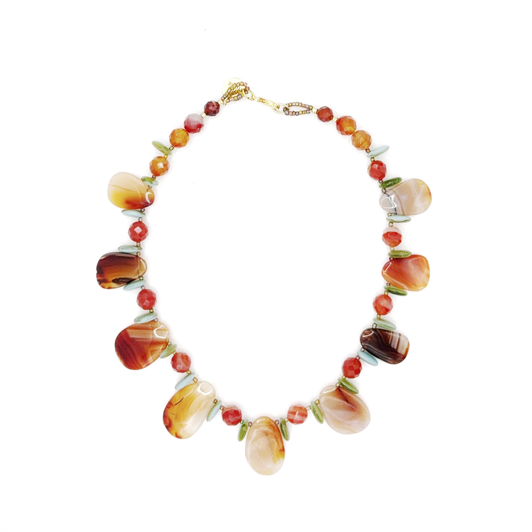 Collar Sirena artesanal de cornalina roja y piedras semipreciosas — TIDE STONE España